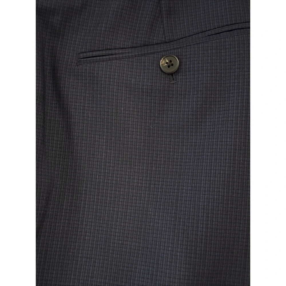 Theory Mayer Blue Wool Pattern Plaid Stretch Suit Pants | 33W - Picture 7 of 16